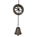 Brown - Image 10 - 78-Inch Metal Rain Chain with 6 Water Wheels & Weighted Bell, Rustic Brown Finish, Decorative Downspout