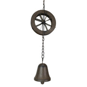 Brown - Image 11 - 78-Inch Metal Rain Chain with 6 Water Wheels & Weighted Bell, Rustic Brown Finish, Decorative Downspout