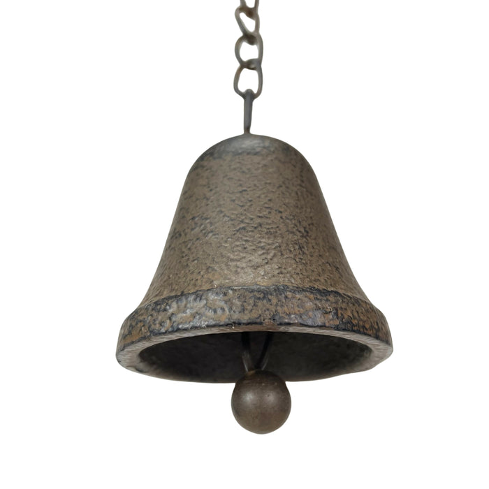 Brown - Image 11 - 78-Inch Metal Rain Chain with 6 Water Wheels & Weighted Bell, Rustic Brown Finish, Decorative Downspout