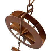Copper - Image 9 - 78-Inch Metal Rain Chain with 6 Water Wheels & Weighted Bell, Bronze Finish, Decorative and Functional