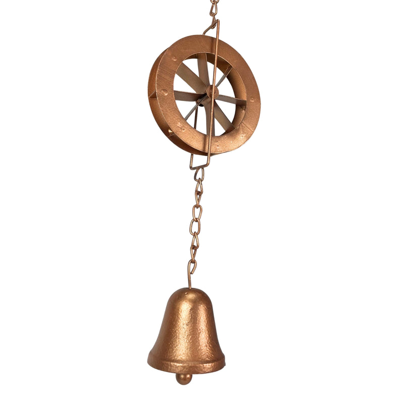 Copper - Image 11 - 78-Inch Metal Rain Chain with 6 Water Wheels & Weighted Bell, Bronze Finish, Decorative and Functional