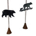 Set of 2 Rain Chains, 52-Inch Long with Alternating Black Bear and Tree Silhouettes, 4-Inch Diameter, Bell Accents,