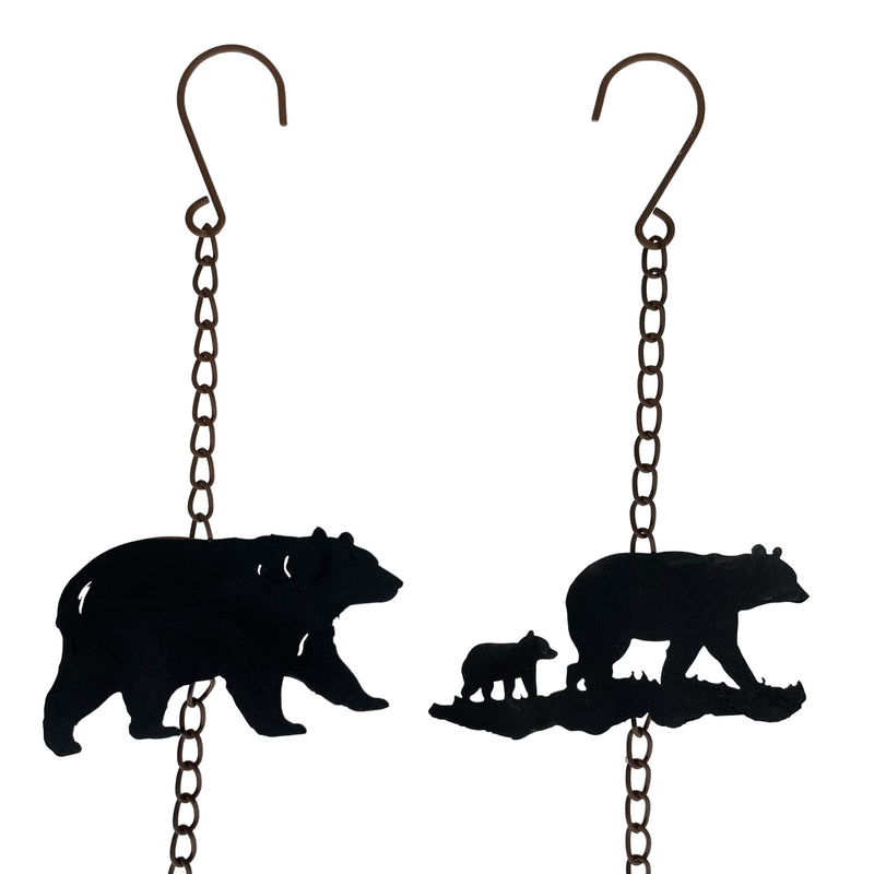 Green - Image 8 - Set of 2 Bear and Tree Rain Chains, 52 Inch Metal with Bells