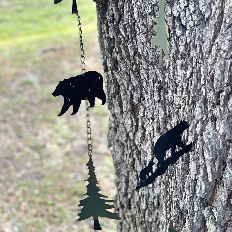 Green - Image 4 - Set of 2 Bear and Tree Rain Chains, 52 Inch Metal with Bells