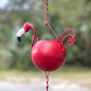 Red - Image 6 - Portly Flamingo Rain Chain, 90 Inch Metal with 8 Muted Red Birds and Bell