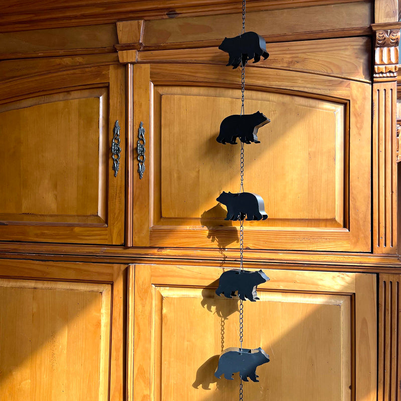 Black - Image 6 - Black Bear Rain Chain, 75 Inch Metal with 8 Bears and Bell