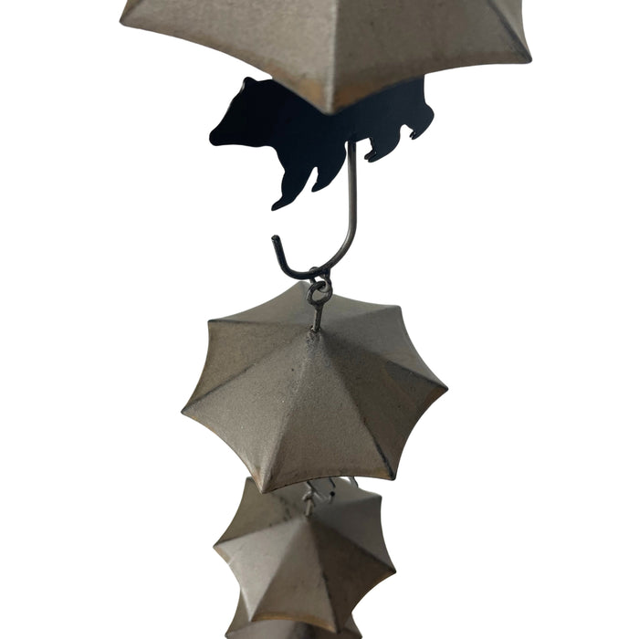 Brown - Image 6 - Rustic Black Bear & Umbrella Rain Chain - 75" Long Distressed Copper Finish, 10 Decorative 3D Designs,