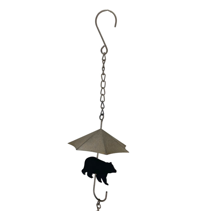 Brown - Image 9 - Rustic Black Bear & Umbrella Rain Chain - 75" Long Distressed Copper Finish, 10 Decorative 3D Designs,