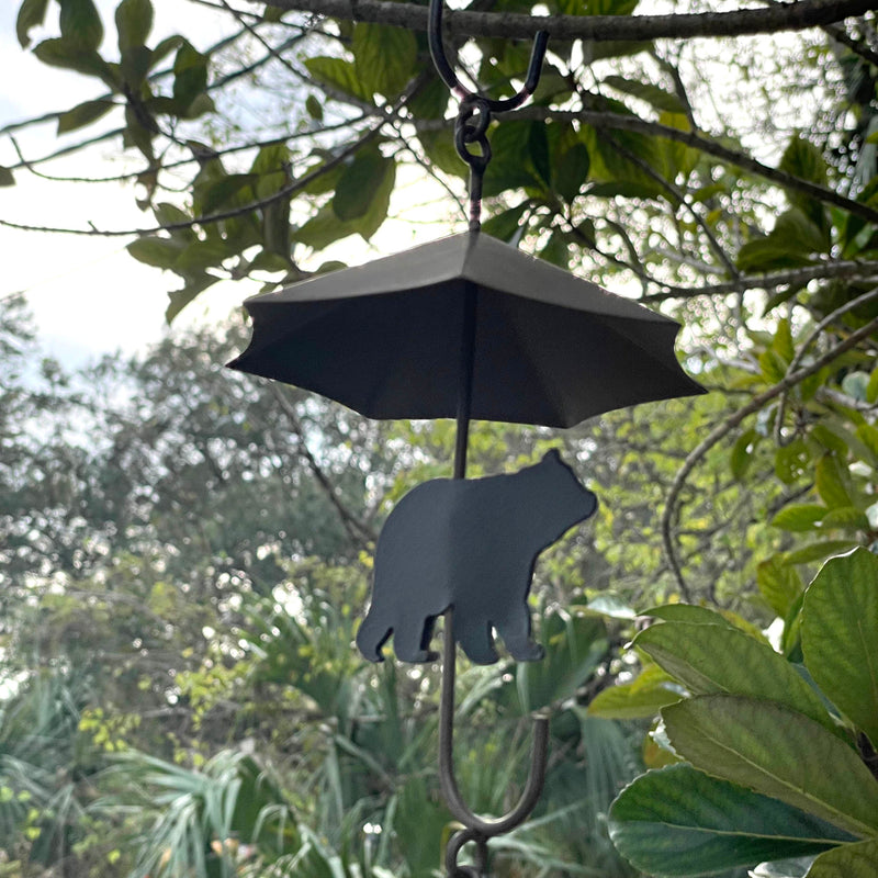 Brown - Image 5 - Rustic Black Bear & Umbrella Rain Chain - 75 inches Long Distressed Copper Finish, 10 Decorative 3D
