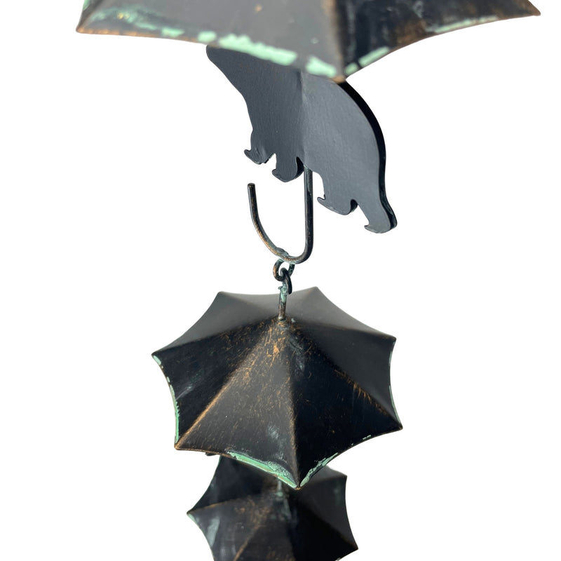 Black - Image 6 - Verdigris Umbrella & Black Bear Rain Chain - 75 inches Long with 10 3D Designs, Weighted Bell for Wind