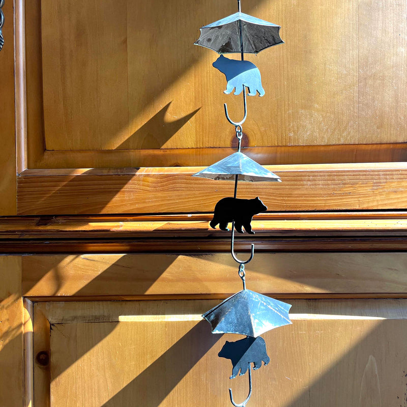 Black - Image 5 - Verdigris Umbrella & Black Bear Rain Chain - 75 inches Long with 10 3D Designs, Weighted Bell for Wind