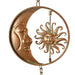 Copper - Image 3 - 80-Inch Metal Rain Chain with 6 Celestial Crescent Moon & Sun Discs, Bronze Finish, Decorative Downspout