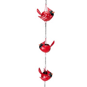 Bright Red - Image 2 - Red Cardinal Rain Chain, 85 Inch Metal with 7 Birds and Bell