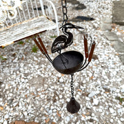 Brown - Image 5 - Heron Rain Chain, 102 Inch Brown Distressed Metal with Bottom Bell