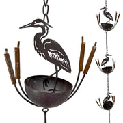 Brown - Image 1 - Heron Rain Chain, 102 Inch Brown Distressed Metal with Bottom Bell