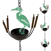 Green - Image 1 - Heron Rain Chain, 102 Inch Green Distressed Metal with Bottom Bell