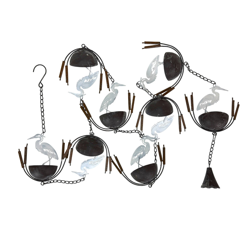 White - Image 8 - Heron Rain Chain, 102 Inch White Distressed Metal with Bottom Bell