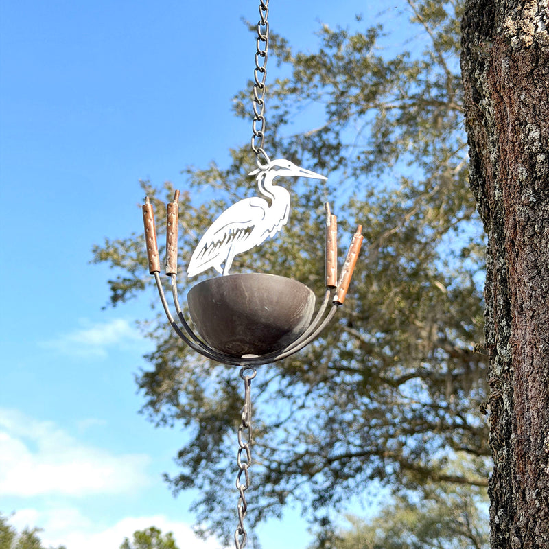 White - Image 4 - Heron Rain Chain, 102 Inch White Distressed Metal with Bottom Bell