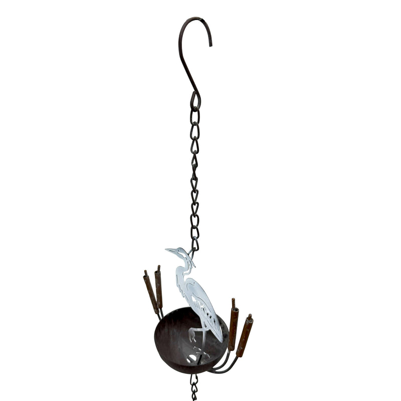 White - Image 3 - Heron Rain Chain, 102 Inch White Distressed Metal with Bottom Bell