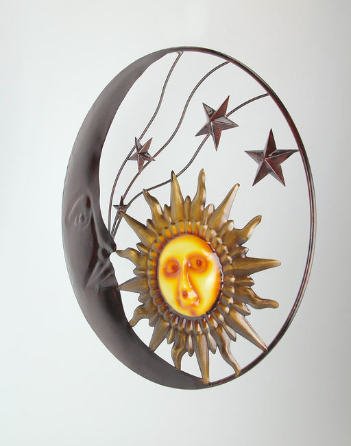 Celestial Metal Moon Sun and Stars Wall Art Hanging Image 2