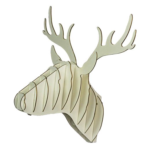 Paintable White Reindeer Head - DIY Wall Mounted Trophy Puzzle Sculpture - Crafted from Durable Materials - 22 Inches High -