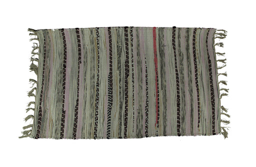 Multicolored Cotton Chindi Rag Fringed Throw Rug Image 1