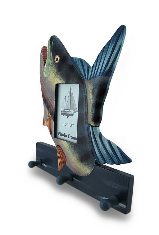 Colorful Wooden Bass Shaped Decorative Hanging Photo Frame and Wall Hooks Image 2