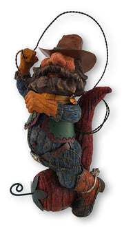 Whimsical Cowboy Riding Chili Pepper Twirling Lasso Statue Image 1
