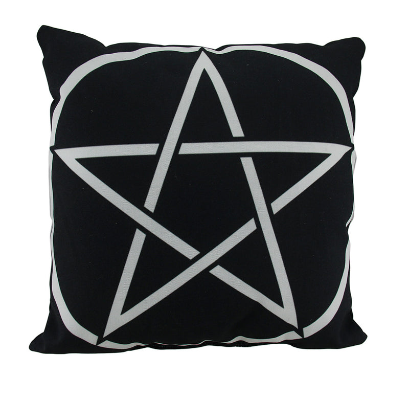 Black and White Pentacle Symbol 18 Inch Indoor / Outdoor Throw Pillow Image 1