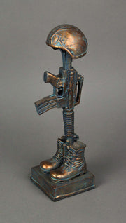 Fallen Soldier Battle Cross Statue, 12 Inch Bronze Memorial Figure Image 2