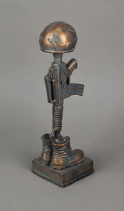 Fallen Soldier Battle Cross Statue, 12 Inch Bronze Memorial Figure Image 3