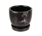 Face Planter, 6 Inch Brown Ceramic Hand Painted Flower Pot Image 1