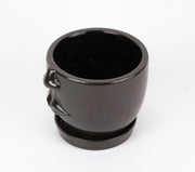 Face Planter, 6 Inch Brown Ceramic Hand Painted Flower Pot Image 2