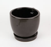 Face Planter, 6 Inch Brown Ceramic Hand Painted Flower Pot Image 3