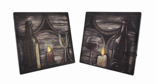 Set of 2 Wine By Candlelight Theme LED Lighted Canvas Wall Prints Image 1