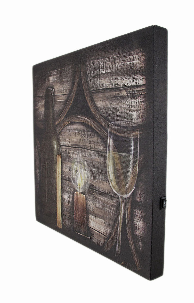 Set of 2 Wine By Candlelight Theme LED Lighted Canvas Wall Prints Image 2