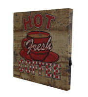 Hot Fresh LED Lighted Coffee Vintage Finish Canvas Wall Hanging Image 2
