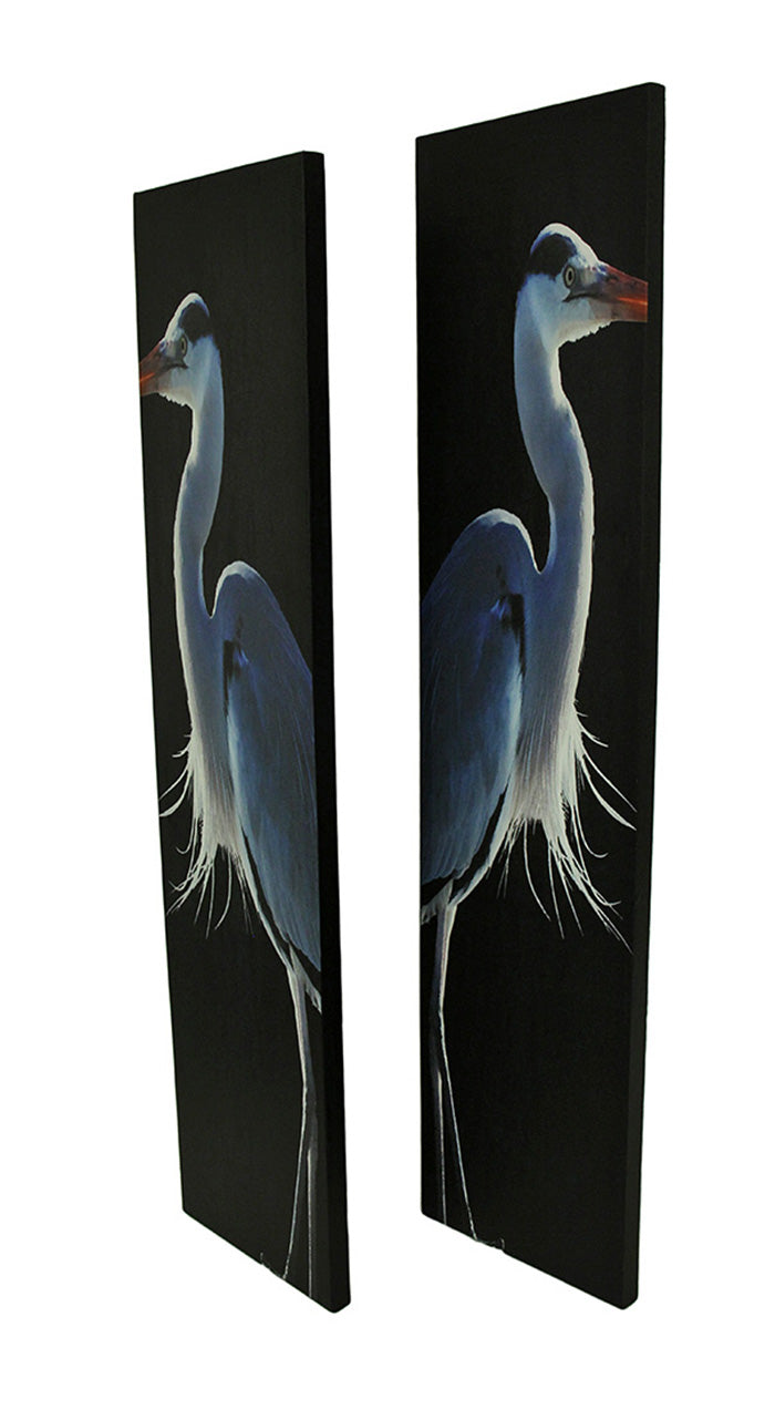 42 in. Twin Herons Black and White Canvas Print Set Image 2
