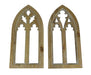 Set of 2 Whitewashed Wood Gothic Arch Window Frame Wall Hangings - Sculptural Elegance for Your Home Decor - 15.75 Inches