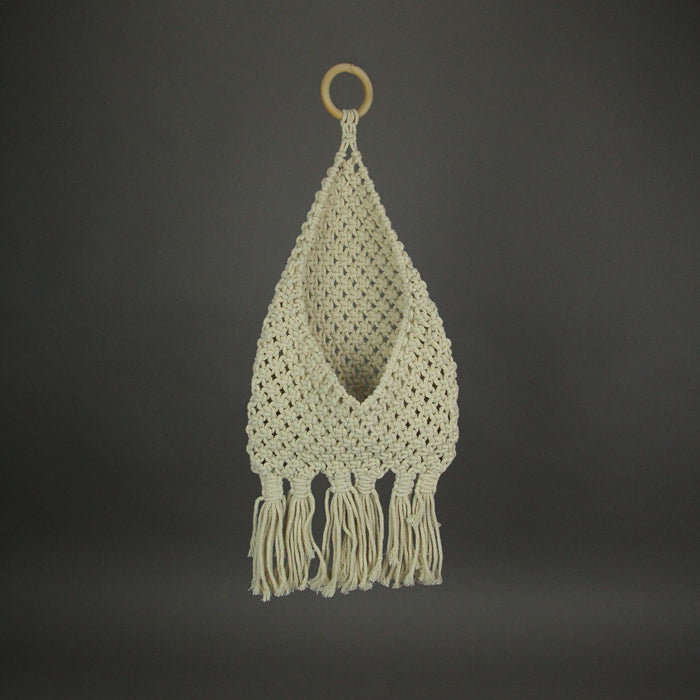 Boho Style Hand Tied Macrame Wall Pocket 21 Inches High Image 4