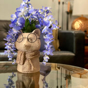 Fox Cement Vase, 8.25 Inch Bespectacled Woodland Planter Image 5