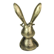 Whimsical Gold Bunny Statue with Eye Glasses Spectacles – 10.25" High Cast Aluminum Figurine with Metallic Gold Finish,