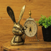 Whimsical Gold Bunny Statue with Eye Glasses Spectacles – 10.25" High Cast Aluminum Figurine with Metallic Gold Finish,