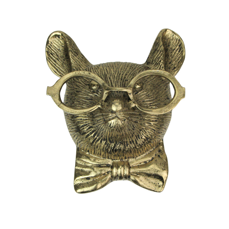 Gold Mouse - Image 2 - Gold Mouse Head Wall Hanging with Eye Glasses Spectacles – 8.5" High, Quirky Cast Aluminum Wall Decor,