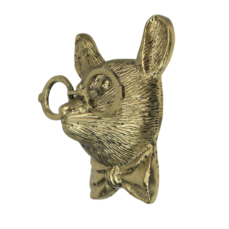 Gold Mouse - Image 3 - Gold Mouse Head Wall Hanging with Eye Glasses Spectacles – 8.5" High, Quirky Cast Aluminum Wall Decor,