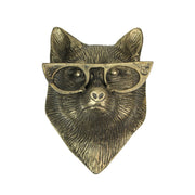 Gold Fox - Image 2 - Gold Fox Head Wall Hanging with Cat’s Eye Glasses – 6" High, Whimsical Cast Aluminum Decor, Metallic