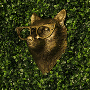 Gold Fox - Image 4 - Gold Fox Head Wall Hanging with Cat’s Eye Glasses – 6" High, Whimsical Cast Aluminum Decor, Metallic