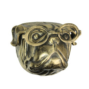 Gold Pug - Image 1 - Gold Pug Dog Head Wall Hanging with Oval Eye Glasses Spectacles – 6" High, Whimsical Cast Aluminum