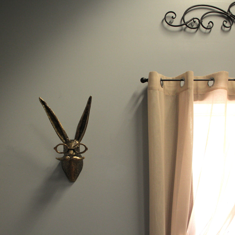 Gold Hare - Image 6 - Gold Finish Hare Head Wall Hanging with Round Eye Glasses Spectacles & Handlebar Mustache – Whimsical