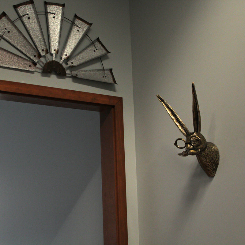 Gold Hare - Image 8 - Gold Finish Hare Head Wall Hanging with Round Eye Glasses Spectacles & Handlebar Mustache – Whimsical